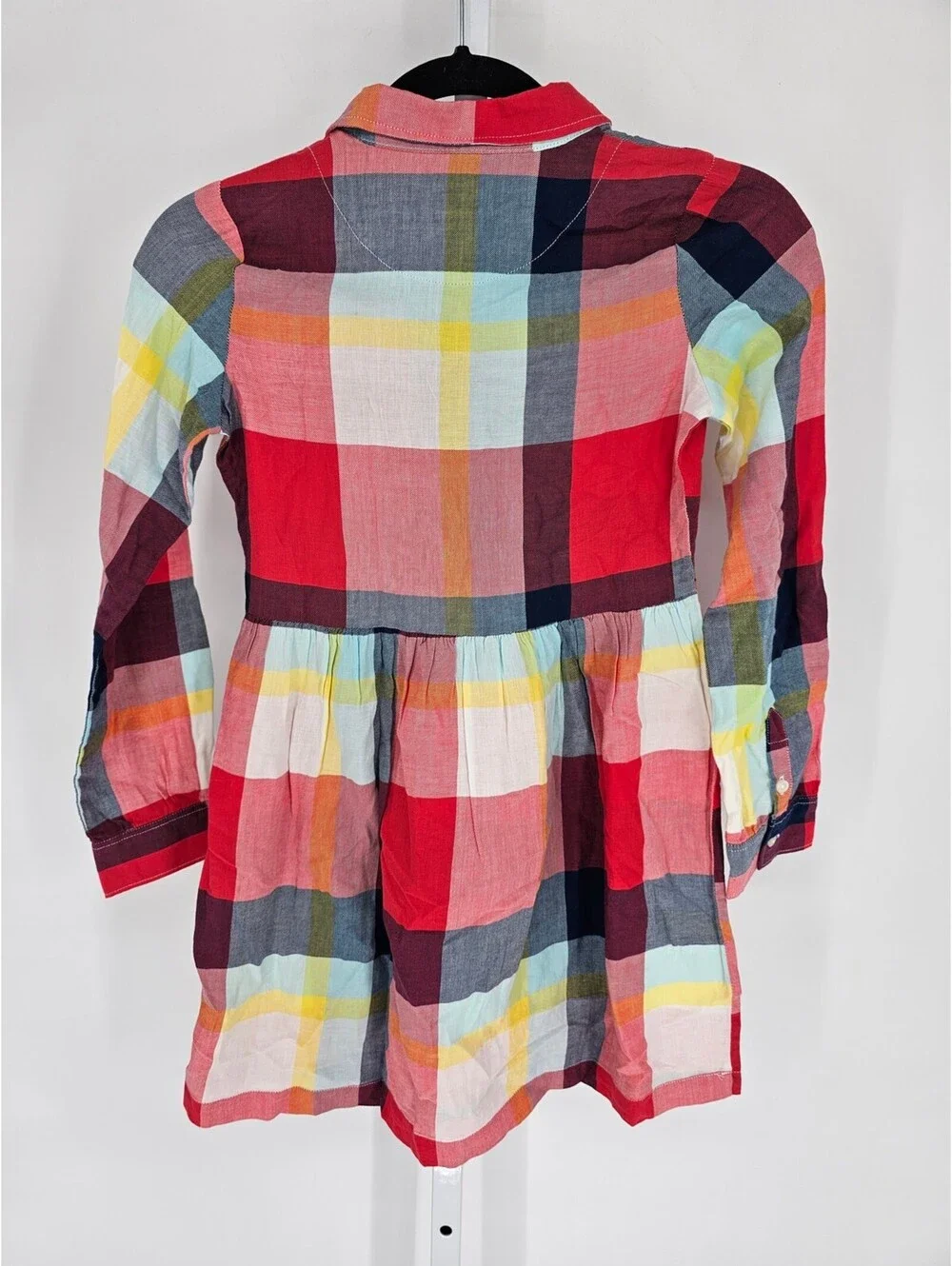 Gap Kids Girls Sz L Long Sleeve Knee Length Plaid Shirt Dress Red Holiday